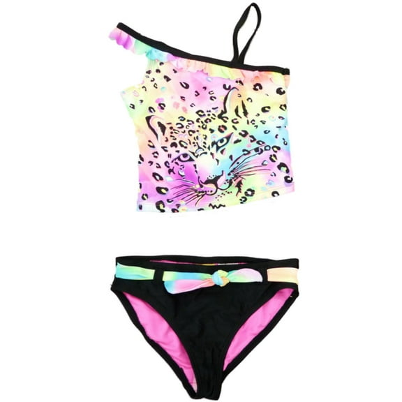 Angel Beach Girls Multicolor Leopard Print Swim Suit Swim Bathing Suit 2 PC 4