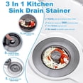 thumbnail image 4 of 3In1 Kitchen Sink Drain Strainer & Sink Stopper, Pop Up Sink Stopper, Sink Stopper,Stainless Steel Kitchen Drain Plug & Sink Installation Parts With Anti-Clogging Basket,Kitchen Appliances,Dark Gray, 4 of 9