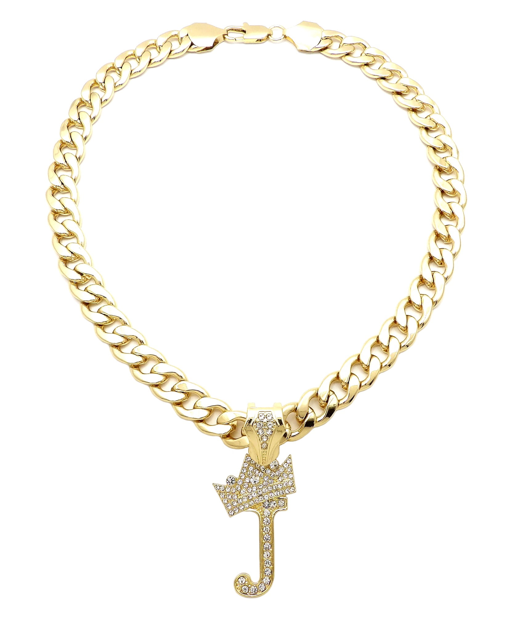 iJewelry2 Kings and Queens Crowned Initial Letter J Crystals Pendant