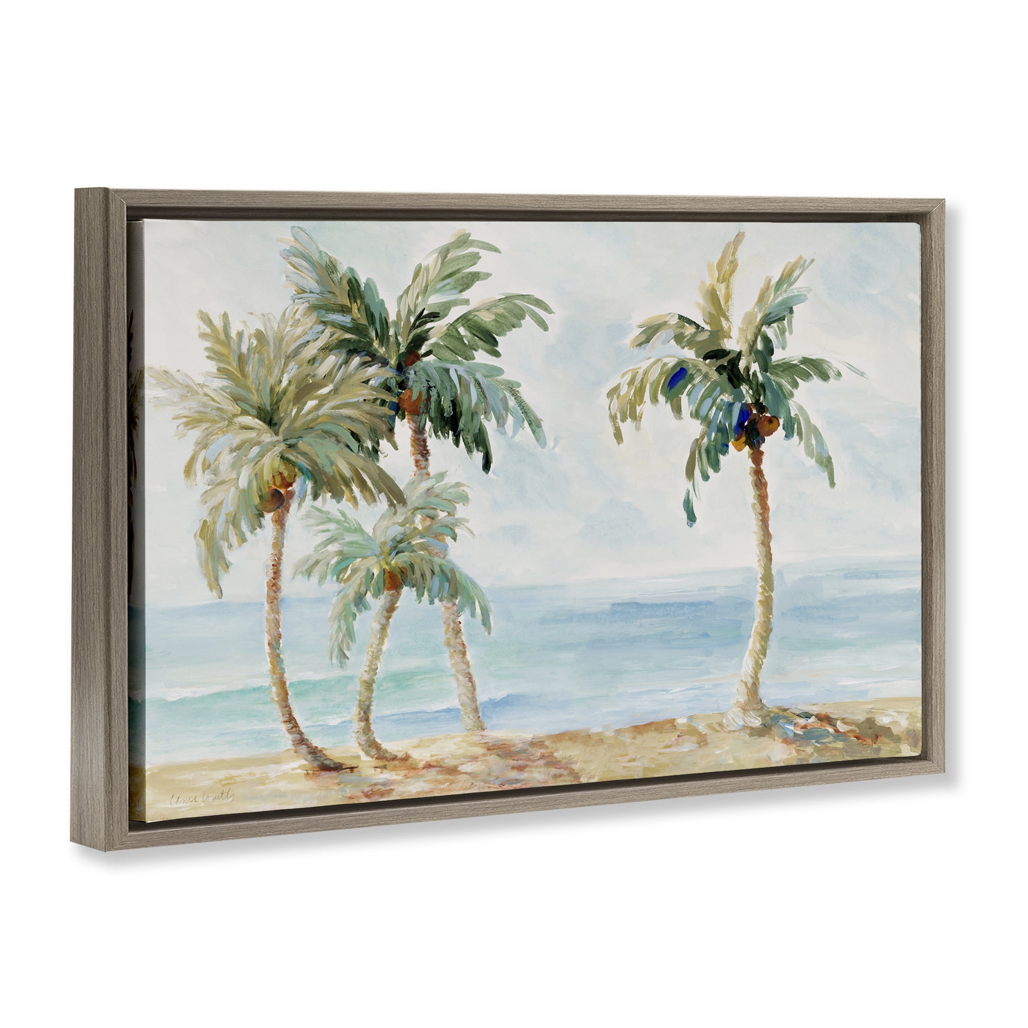 Stupell Industries Palm Trees in Paradise Brown Framed Floater Canvas Wall Art, design by Lanie Loreth