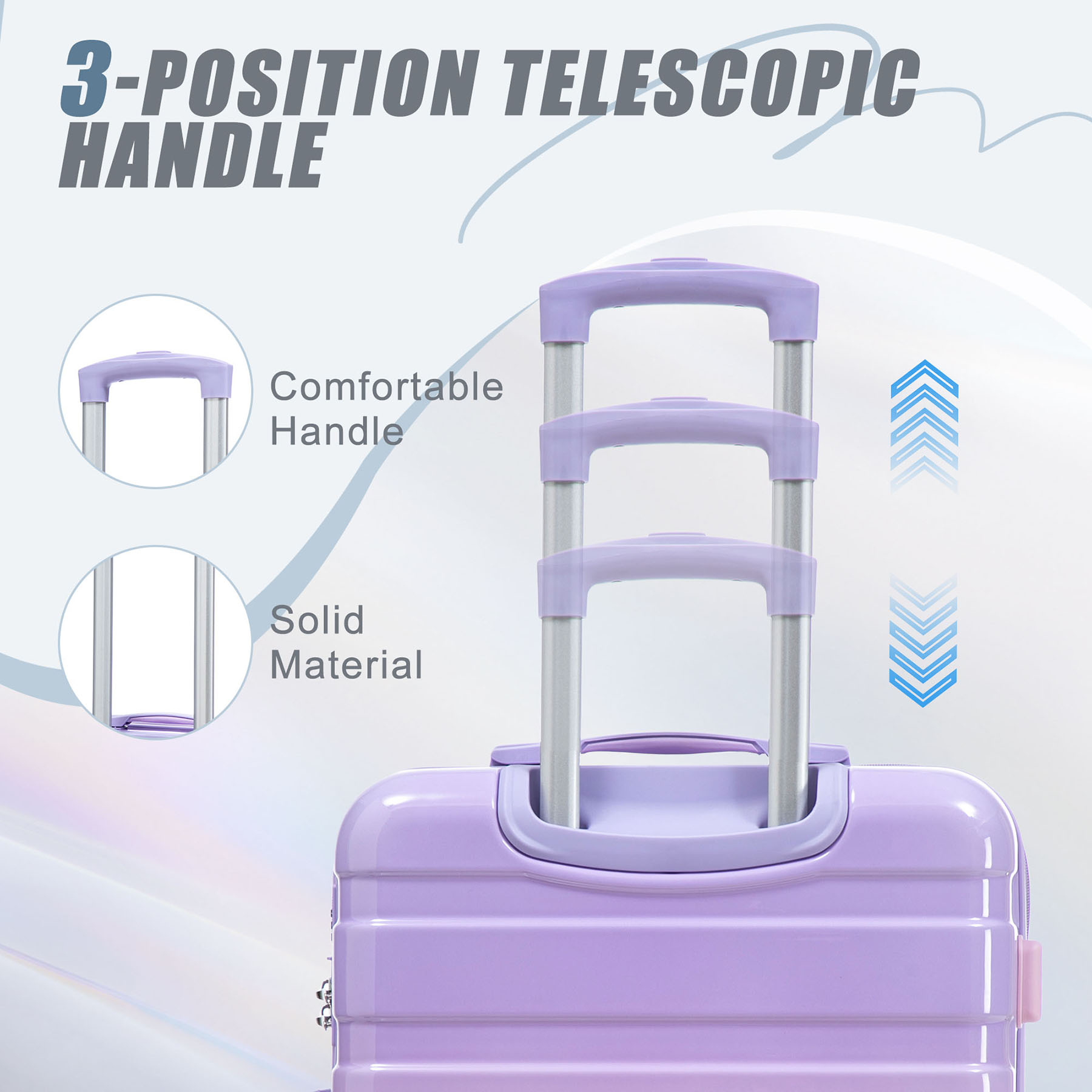 3-Piece Spinner Wheel Luggage Set, 20/24/28 Inch Gradient Color PC Suitcase with Combination Lock, Carry On Checked Luggage