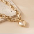 thumbnail image 4 of Chunky Heart Necklace | 18K White or Yellow Gold Double Paperclip Cross Chain 16.5 + 2" | RJ Designs, 4 of 10