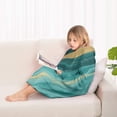 thumbnail image 4 of Teal Gold Marble Pattern Blanket Hoodies for Kids 6-13YR Oversize Wearable Blanket Hoodies for Boys Girls Teens, 4 of 7