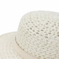 thumbnail image 5 of UTSJKR Womens Hollow Woven Short Brim Fedora Hat with Buckle Belt Trim for Summer Seaside Trip Farmers Market Walk Patio Brunch Packable Anti-UV Vacation Headwear White, 5 of 8
