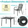 thumbnail image 6 of AECOJOY 5-Piece Outdoor Patio Dining Set with 4 Stackable Patio Dining Chairs and Square Patio Metal Table for Yard Garden Backyard Poolside, Dark Gray, 6 of 7
