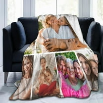 Custom Blanket with Photo Text Personalized Flannel Throw Blanket Customized Picture Blanket for Adult Kid Birthday Christmas Halloween Fathers Mothers Valentines Day Gift 40"X30"