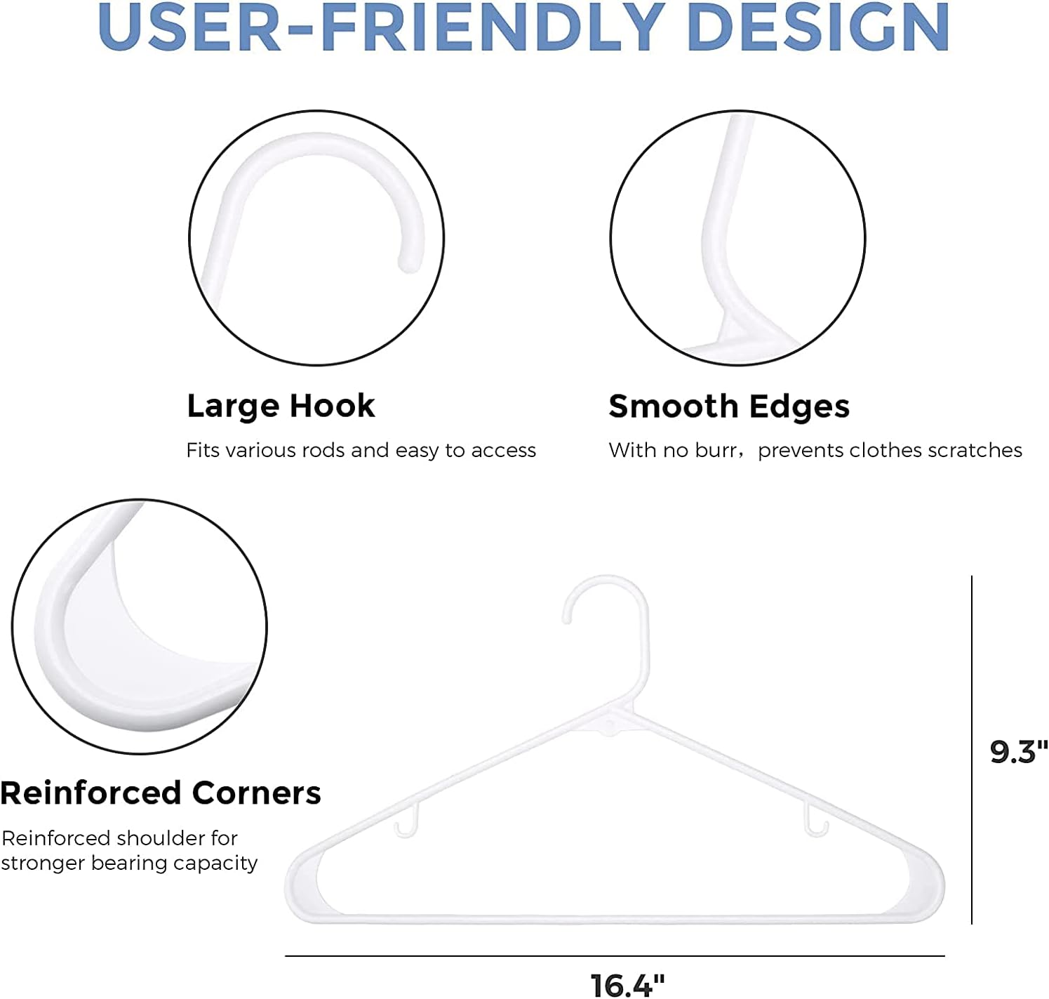 Cozymood Plastic Hangers, 60-Pack, White Space-Saving photo 4