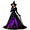 Purple, variant on AoDai Gothic style long-sleeved witch dress with ghost castle print, suitable for Halloween party cosplay (all dress patterns are printed, the dress does not include a petticoat).