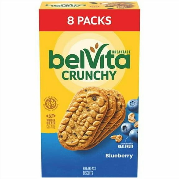 Belvita Blueberry Breakfast Biscuits, 8 Packs (4 Biscuits Per Pack) - Pack of 2
