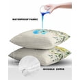 thumbnail image 4 of Pack of 2 Outdoor Pillow Covers, Watercolor Eucalyptus Leaves Lemon Sage Green Linen Pattern Waterproof Square Throw Pillowcase Cushion Decorative Pillow Covers for Couch Patio Tent, 18x18 in, 4 of 6