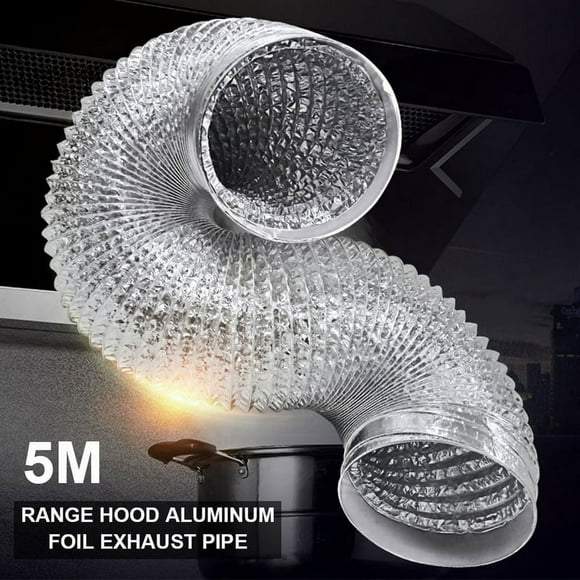 ‘ Aluminium Flexible Fan Ducting for Extractor Fan, Bathroom, Kitchen, Toilet, Domestic Ventilation, Hydroponics Grow Room Tent Filter (4”/100mm Dia - 5m Long)
