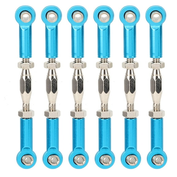 RC Pull Rod, 6Pcs Adjustable Servo Links Tie Rod Aluminum Alloy Turnbuckle Rod Linkage Set for RC Hobby Car Model Rc Turnbuckles Front and Rear Upper Link (Blue)