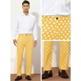 thumbnail image 4 of Unique Bargains Men's Polka Dots Dress Pants Regular Fit Flat Front Printed Trousers 36 Yellow, 4 of 6