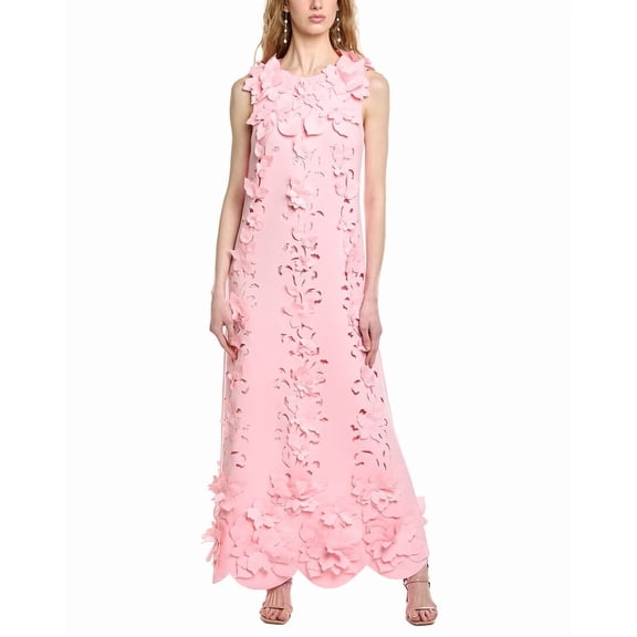Badgley Mischka womens 3D Embellished Shift Gown, 4, Pink