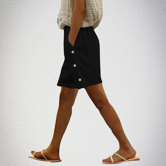 Bzhegqhd Women's Loose Solid Color Shorts Thin Casual Shorts Sports Wearable Shorts Elastic Waist