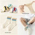 thumbnail image 5 of DOVACKA 6-Pack Neutral Striped Retro Crew Socks, Casual Cotton Socks for Men Women (Size 7-15), 5 of 7