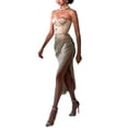 thumbnail image 3 of Coduop Women's Sexy Bodycon Strapless Backless Floral Wrap Chest Dress Tube Top Long Dress, 3 of 5