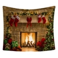 thumbnail image 1 of Xmas Fireplace Backdrop Christmas Tree Photography Background Party Banner Home Decoration, 95x73cm, 1 of 8