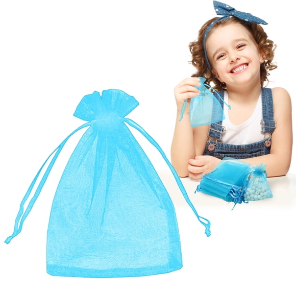 GZJCKJY 1Pcs Sky Blue Organza Bag, 2.75''x3.54'' Sheer Organzas Bag, Jewelry Gift Bags, Party Favor Bags with Drawstring, Mesh Gift Pouches Mini Candy Pouch for Wedding Christmas Party