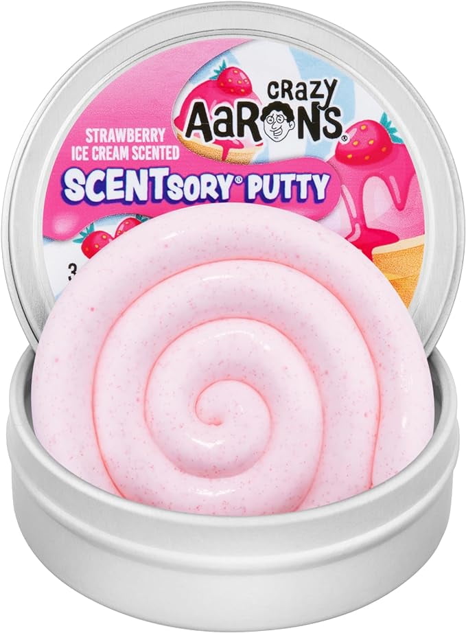 Crazy Aaron's Scentsory Scoopberry Putty/Slime, Strawberry Ice Cream Scented