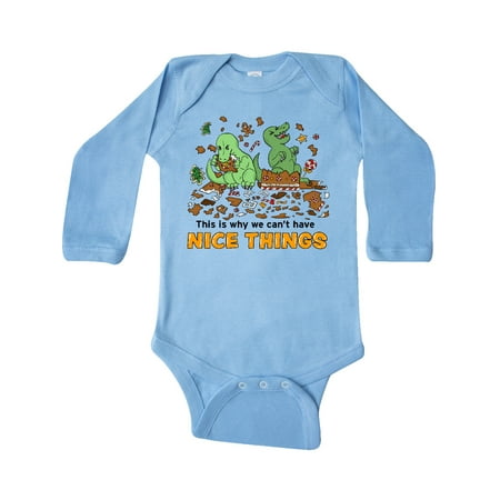 

Inktastic This Is Why We Can t Have Nice Things with Dinosaurs Gift Baby Boy or Baby Girl Long Sleeve Bodysuit