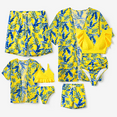 thumbnail image 1 of PatPat Family Matching Yellow Leaf Print Swim Trunks or Ruched Flutter Sleeve Bikini with Optional Swim Cover Up, 1 of 1