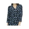 thumbnail image 2 of Bimba Black Button-Down Shirt Elastic Waist Pajama Pants 2 Pcs Night Wear Set-8, 2 of 5