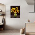 thumbnail image 2 of Sunflower Canvas Wall Art for Bathroom Bedroom Wall Decor Framed Blooming Yellow Flower Wall Decoration Dark Brown Wood Wall Picture for Living Room Sunflower Canvas Painting 12x16inch, Black, 2 of 6