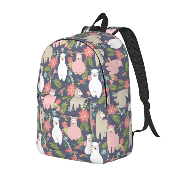 Disketp Llamas Mochila de Lona Estampada, Mochila Escolar de Viaje Ligera para Estudiantes y Portátil-Small