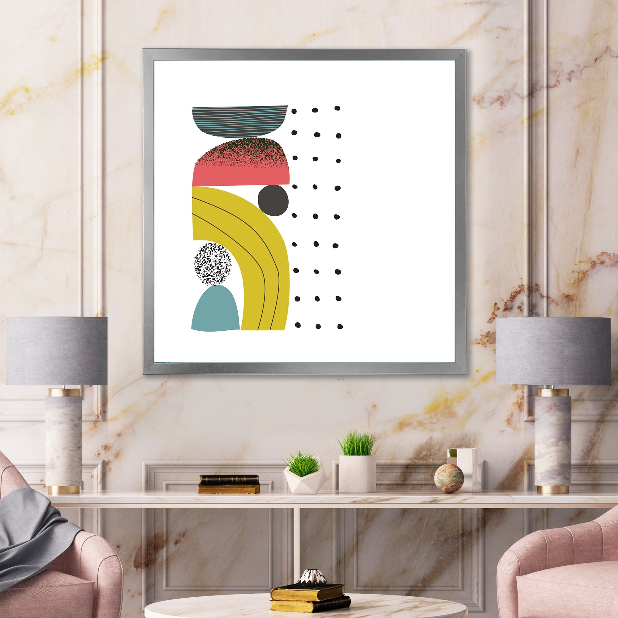 Designart 'Abstract Colorful Geometric Art Collage I' Modern Framed Art Print