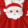 thumbnail image 3 of Pandaie Baby Girl Christmas Romper Newborn Santa Deer Jumpsuit Dress Infant Cute Ruffle Outfits Clothes with Headband Red 3-6 Months, 3 of 5