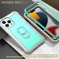thumbnail image 2 of SaniMore for iPhone 13 Pro Max 6.7" 2021 Case with Hidden Bracket Rugged Heavy Duty Protective [Hard PC Back + Silicone Bumper] Shokcproof Anti-drop Tri-layer Hybird Armor Shell, Gray/Mint, 2 of 7