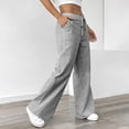 thumbnail image 7 of Duqingm Summer Pants for Women Womens Striped Barrel Casual Pants 2026 Trendy Summer Elastic Drawstring Baggy Lounge Wide Leg Trousers with Pockets Grey,M, 7 of 7