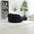 thumbnail image 2 of Bean Bag Chair with Footstool, Comfort Loungeger High Back Bean Bag Chair for Adults, Plush Lazy Sofa Oversized Armchai for Living Room Bedroom Game Room, Black, 2 of 9