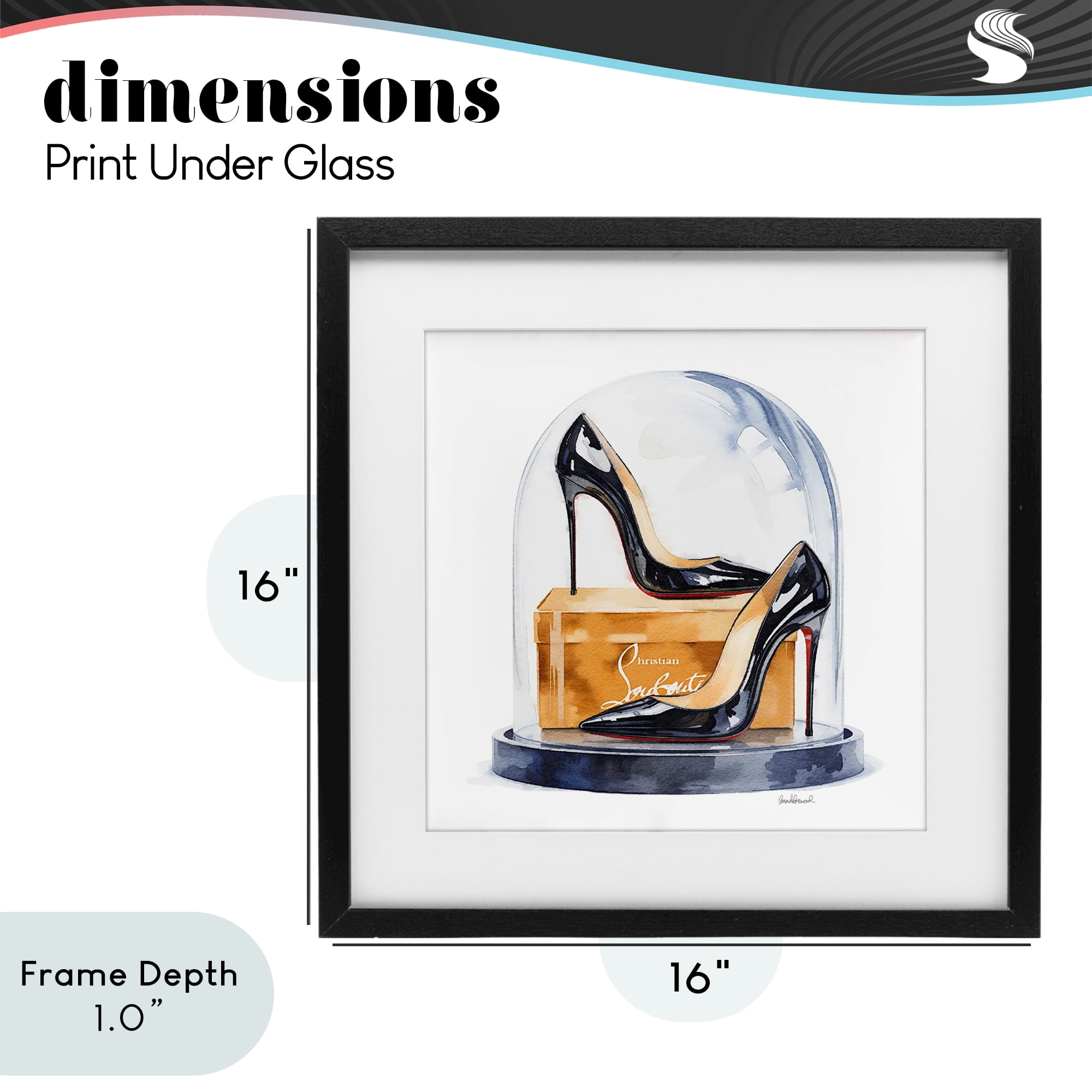 Stupell Industries Black High Heels Dome Black Framed Print Under Glass, design by Amanda Greenwood