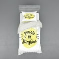 thumbnail image 2 of Ambesonne White Bedding Set 4 Pcs, Hand Drawn Sun Romance, Queen, Pale Yellow Black, 2 of 3