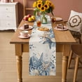 thumbnail image 3 of Table Runner - 72 Inch Long, Blue Eucalyptus Coastal Kitchen Dining Table Runner Dresser Scarves, Beach Starfish Shell Nautical Rustic Farmhouse Decor for Coffee Tables Wedding Party Banquet, 3 of 8