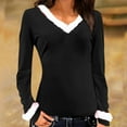 thumbnail image 2 of Lindreshi Christmas Sweatshirts for Women Women's Solid V-Neck Collar Long Sleeved Top, 2 of 4