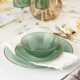 thumbnail image 2 of EcoQuality 12oz Translucent Green Plastic Round Bowls with Gold Rim - Disposable Translucent Plastic Soup Bowls, Heavy Duty Salad Bowls, Dessert Bowl, Baby Showers, Weddings, Birthday Party (30 Pack), 2 of 2