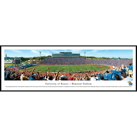 Kansas Jayhawk Football at Memorial Stadium - Blakeway Panoramas NCAA College Print with Standard