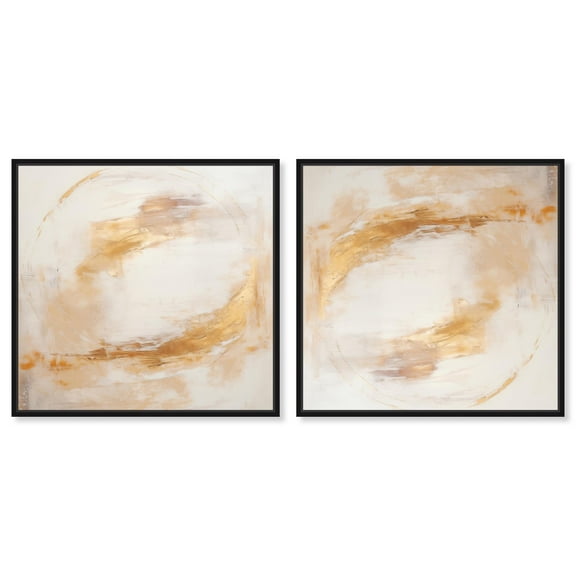 Art Remedy Warm Boho Abstracts Canvas, 12" x 12", Black Frame, Golden Orb I Set
