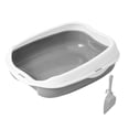 thumbnail image 2 of Cat Open Top Pet Litter Tray Cat Sand Box Container Semi Enclosed with High Side Durable Kitty Litter Pan Potty Toilet for Rabbit Gray S 42x29x14cm, 2 of 7