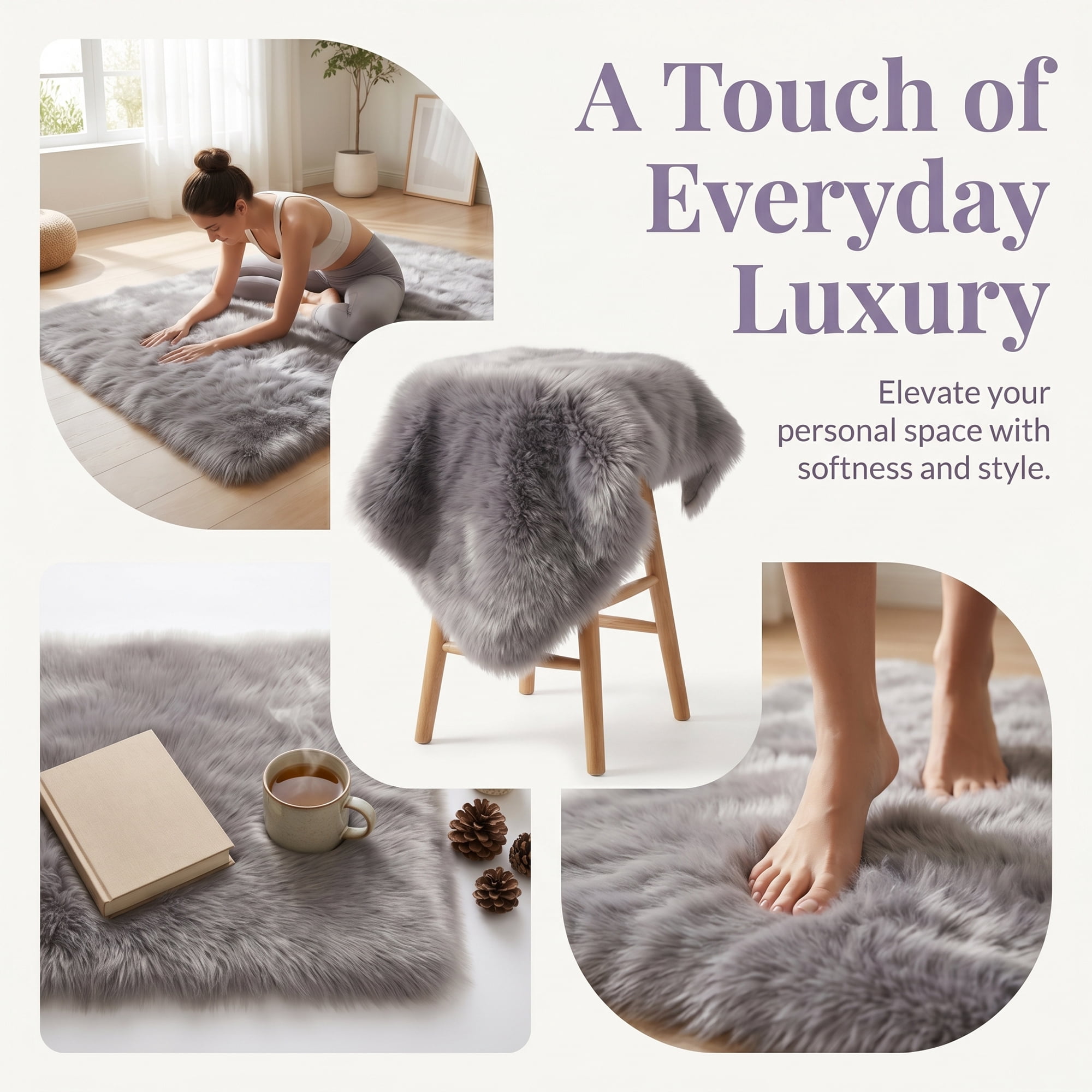 Unique Bargains Shaggy Area Rug Ultra Fluffy Non Slip Fuzzy Carpet 24" x 16" Dark Gray