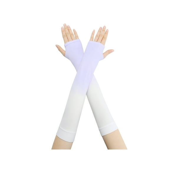 Mujeres Inspire Chic Mangas de brazo sin dedos de color degradado para jardinería y running, talla única, púrpura degradado