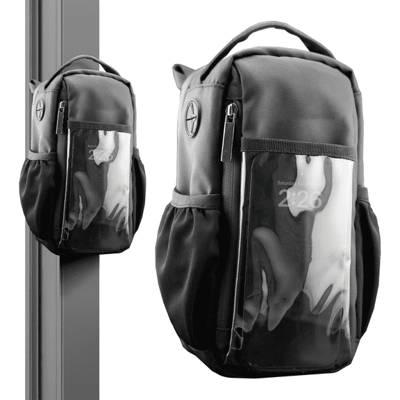 NoorSouk Mini Magnetic Gym Bag with Transparent Touchscreen Phone Pocket - 24 oz Water Bottle Compatible Small Workout Bag Attach to All Gym Equipment