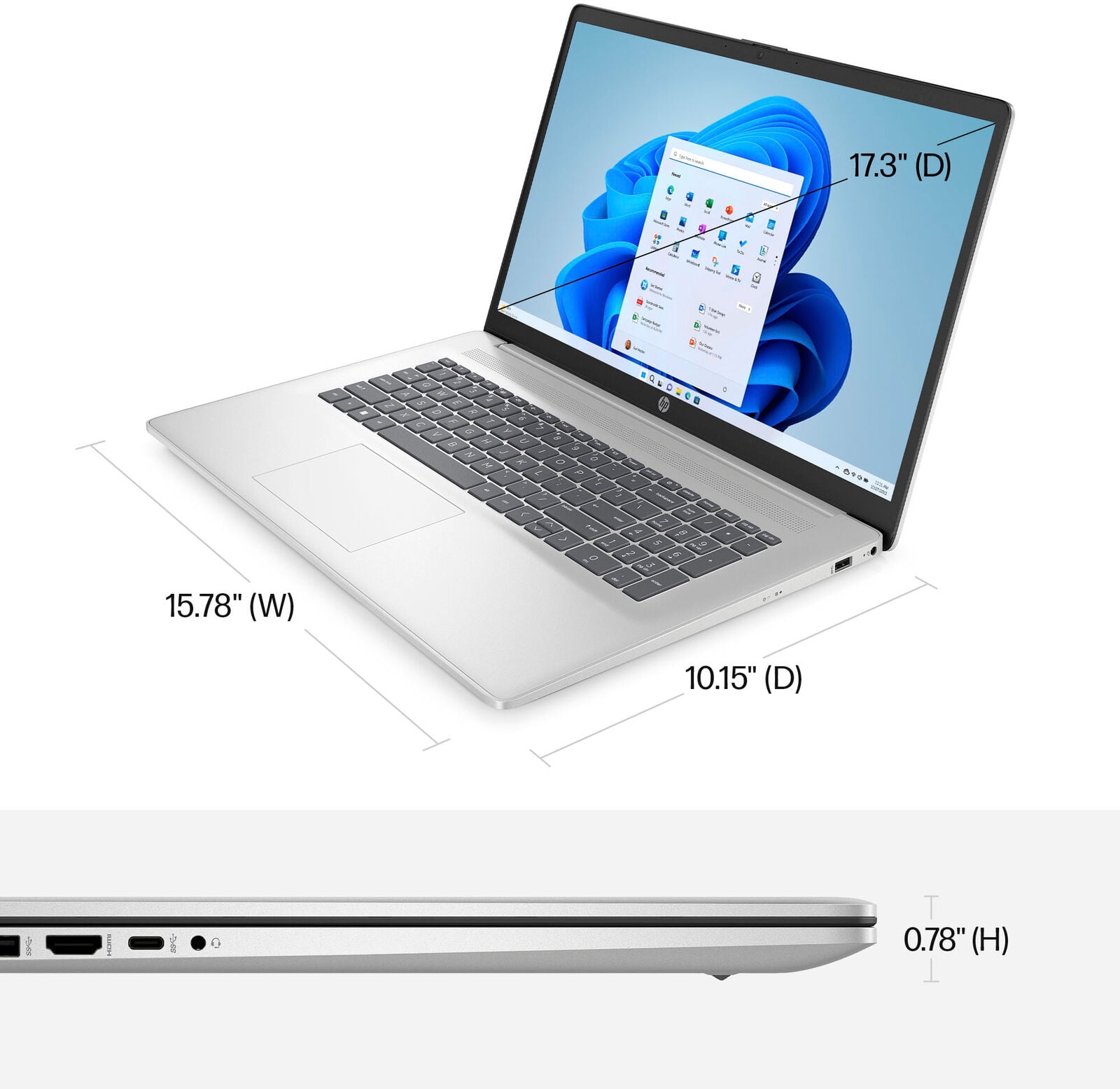 HP 17 Laptop Computer, 17.3 HD+ Display, 11th Gen Intel Core i3-1125G4(>i5-1035G4) Processor, 16GB RAM, 1TB SSD, Intel UHD Graphics, Wi-Fi, HDMI, Windows 11 Home in S Mode