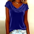 thumbnail image 4 of Camisas de Color Sólido para las Mujeres Plisado Estirable Puños Cuello en V Suéter de Manga Larga Blusa, Camisas de Manga Larga de las Mujeres, 4 of 5