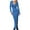 Blue, variant on Womens Sexy Basics Versatile Turndown Collar Solid Color Fashion Tight Fitting Cutout Dress