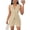 Beige, variant on 2 Piece Outfits Sleeveless Matching Sets Women's Summer Button Down V Neck Vest Waistcoat and Pockets Shorts Beige M