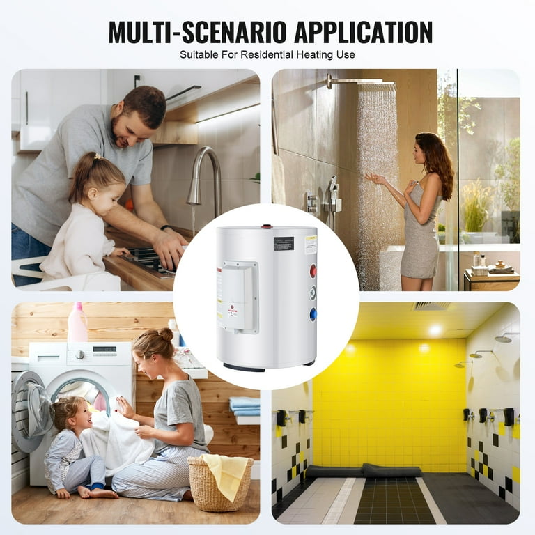 KFFKFF Powered Water Warmer, 10 Gallon Capacity Instantaneous Water Warming Unit, 1.6Kw Tankless Heat Device w/ Digital Screen, Dial Regulation, IPX4 Water-Resistant Lateral Connection On-Demand